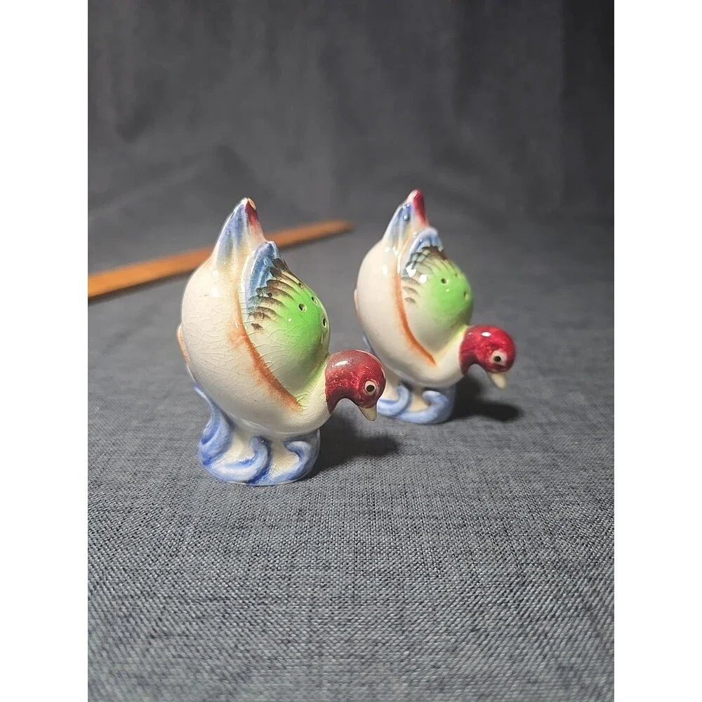 Vintage Ceramic Mallard Duck Salt & Pepper Shakers Japan Handpainted Cottagecore